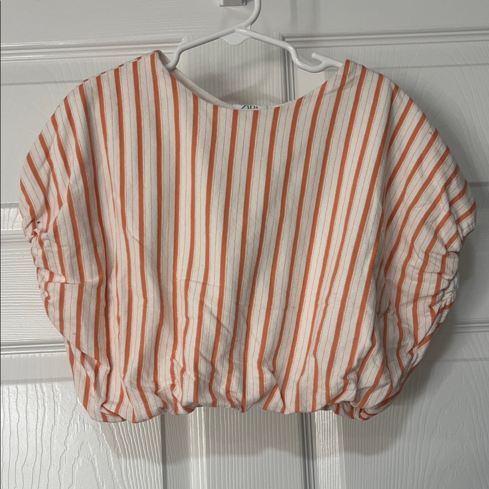 Zara Kids Orange and White Striped Blouse